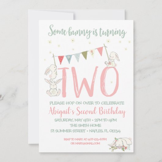 Invitation de lapin, invitation d'anniversaire de (Devant)