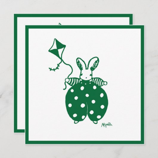 Invitation de lapin vert (Devant / Derrière)