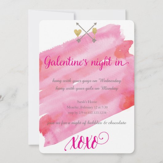 Invitation de l'aquarelle de Galentine (Devant)