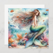 Invitation de l'aquarelle de sirène (Devant / Derrière)