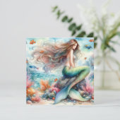 Invitation de l'aquarelle de sirène (Debout devant)