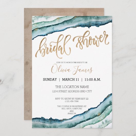 Invitation de l'aquarelle rustique (Devant / Derrière)