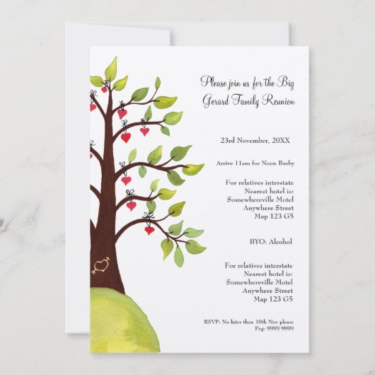 invitation de l'arbre cardiaque de l'aquarelle de (Dos)