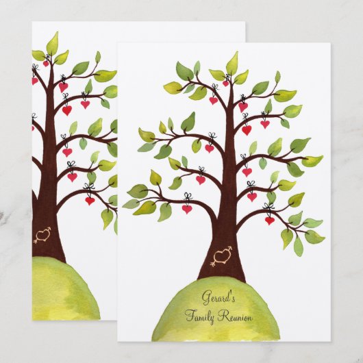 invitation de l'arbre cardiaque de l'aquarelle de (Devant / Derrière)