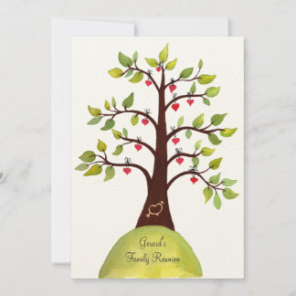 invitation de l'arbre cardiaque de l'aquarelle de 