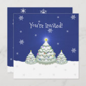 Invitation de l'arbre de Noël bleu (Devant / Derrière)