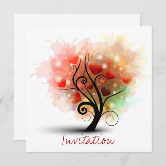 Invitation de l'arbre du coeur (Devant / Derrière)