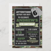 Invitation de l'armée, invitation d'anniversaire m (Devant)