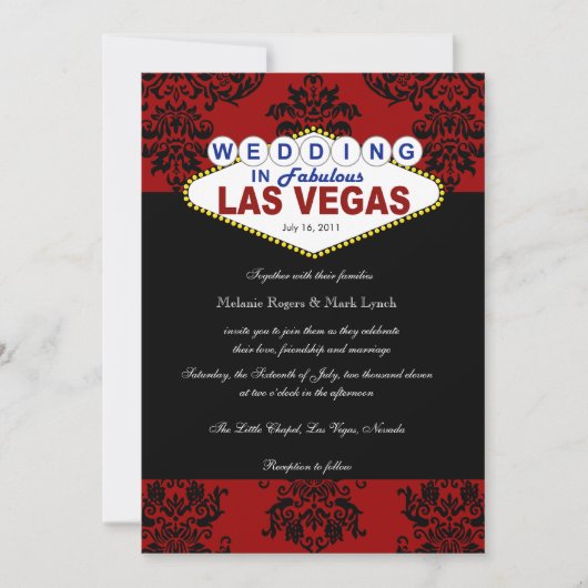 Invitation de Las Vegas mariage damassé de vivats (Devant)