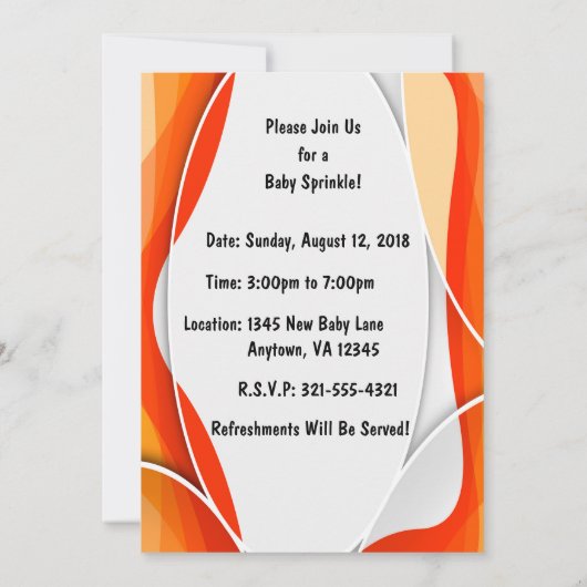 Invitation de l'aspersion de bébé (Dos)