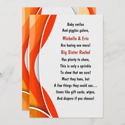 Invitation de l'aspersion de bébé (Devant / Derrière)