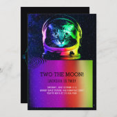 Invitation de l'astronaute Chat coloré (Devant / Derrière)