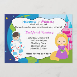 Invitation de l'astronaute Princess Anniversaire d