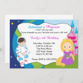 Invitation de l'astronaute princesse Anniversaire  (Devant / Derrière)
