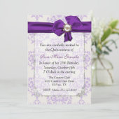 Invitation de Lavender et Cream Damask Quinceañera (Debout devant)