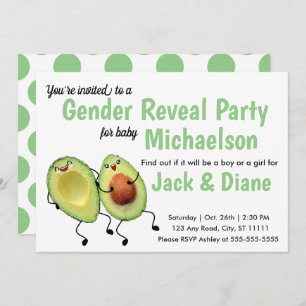 Invitation de l'Avocado Couple Genre Reveval Party