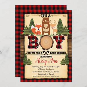 Invitation de l'Baby shower de bois de Lumberjack