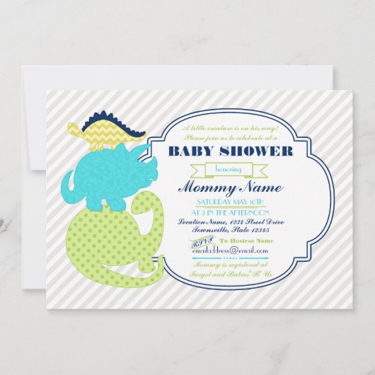 Invitation de l'Baby shower de Tiny Dinosaur (Devant)