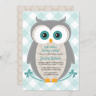 Invitation de l'baby shower des chouettes forêt ne