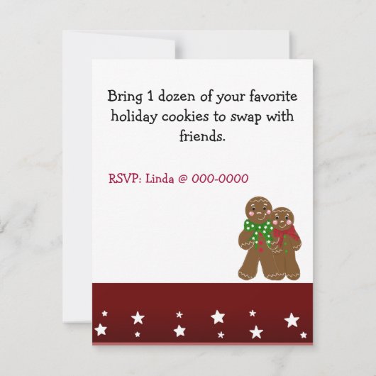 Invitation de l'échange de cookies de Noël (Dos)