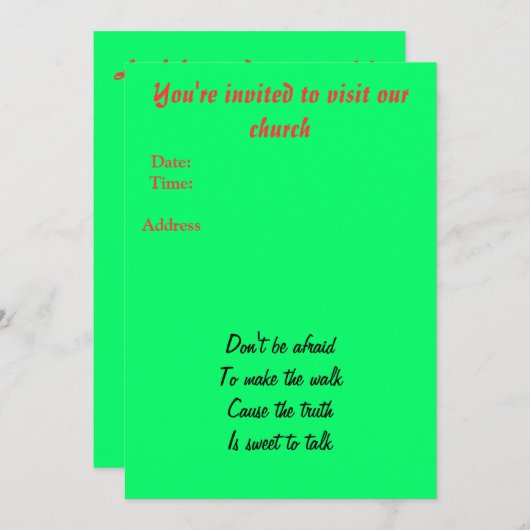 Invitation de l'Église (Devant / Derrière)