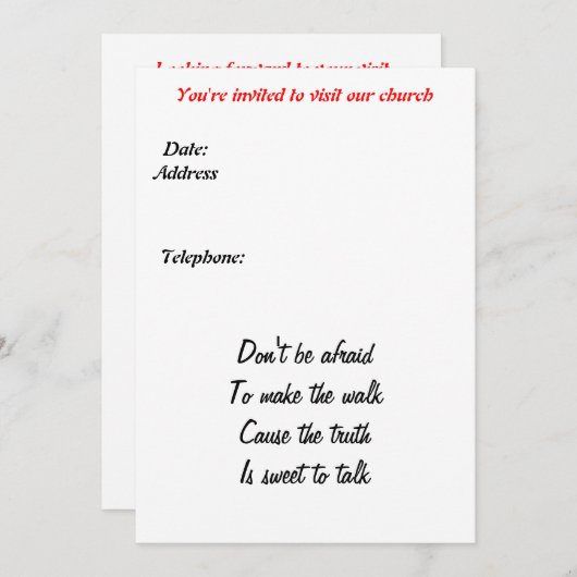 Invitation de l'Église (Devant / Derrière)