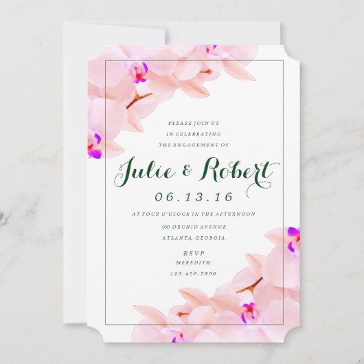 Invitation de l'Elegant Orchid Engagement Party (Devant)
