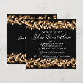 Invitation de l'Élégant parti Gold Hollywood Glam (Devant / Derrière)