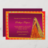 Invitation de l'élégante Fête de l'mariée indienne (Devant / Derrière)