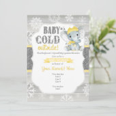 Invitation de l'éléphant pour un Baby shower neutr (Debout devant)