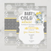 Invitation de l'éléphant pour un Baby shower neutr (Devant / Derrière)