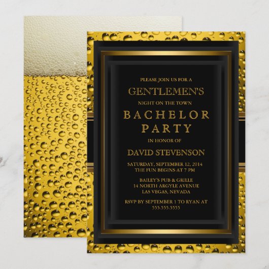 Invitation de l'enterrement de vie de garçon des g (Devant / Derrière)