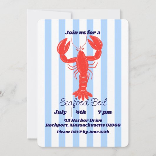 Invitation de l'été de homard côtier Nautique (Devant)