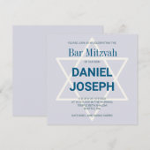 Invitation de l'étoile juive carré Bar Mitzvah - b (Devant / Derrière)