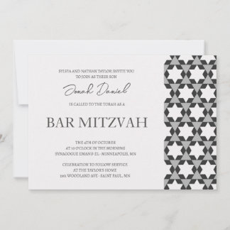 Invitation de l'étoile paysagère motif Bar Mitzvah