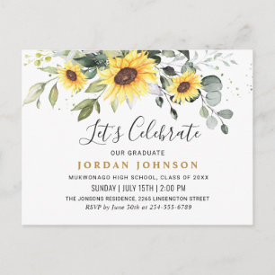 Invitation de l'Eucalyptus Sunflower Graduation Pa