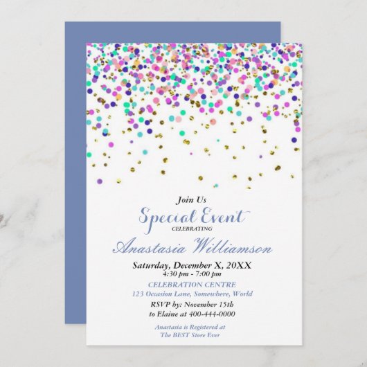 INVITATION DE L'ÉVÉNEMENT DE FÊTE (Devant / Derrière)