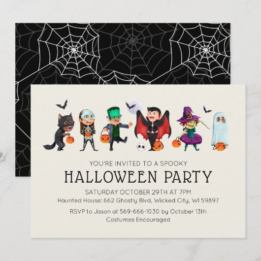 Invitation de l'Halloween Costume pour enfants (Devant / Derrière)