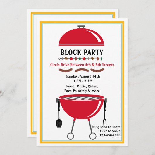 Invitation de l'heure barbecue (Devant / Derrière)