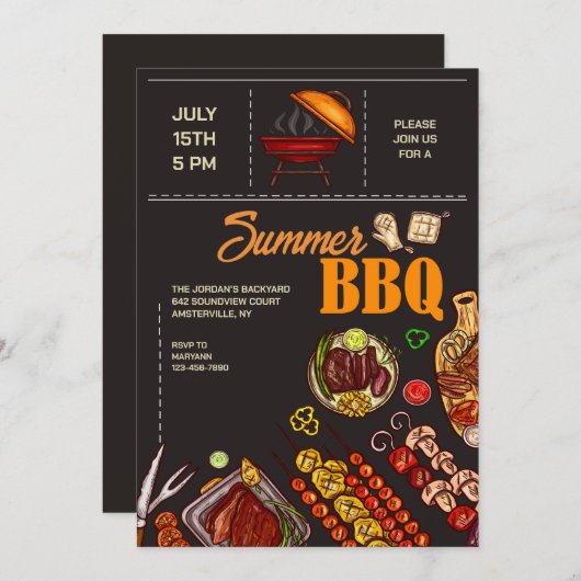 Invitation de l'heure barbecue (Devant / Derrière)
