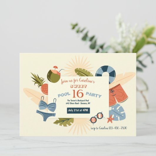 Invitation de l'heure de la fête du pool (Debout devant)