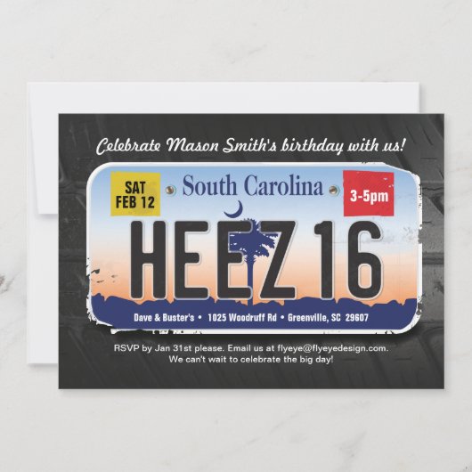 Invitation de licence Boy's 16th Birthday South Ca (Devant)