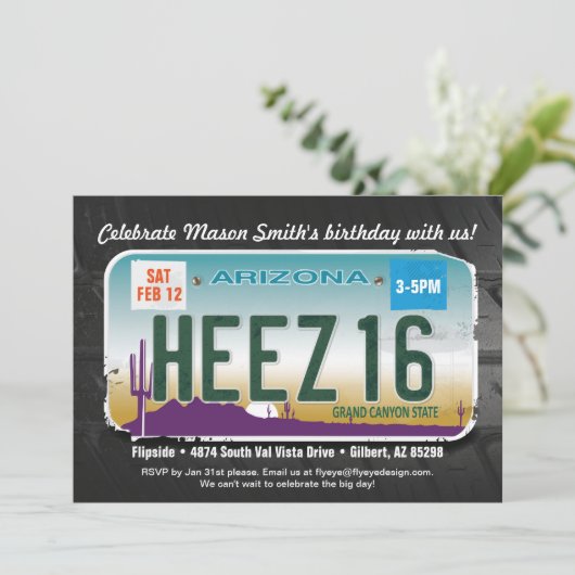 Invitation de licence de l'Arizona pour le 16e ann (Debout devant)