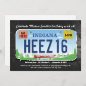 Invitation de licence Indiana pour le 16e annivers (Devant / Derrière)