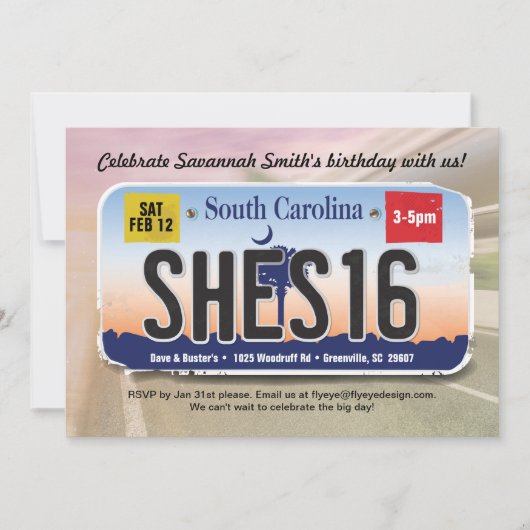 Invitation de licence pour la Caroline du Sud pour (Devant)