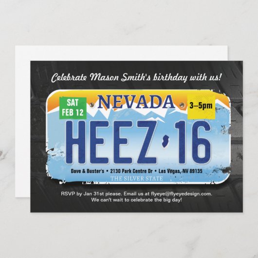 Invitation de licence pour le 16e anniversaire du  (Devant / Derrière)