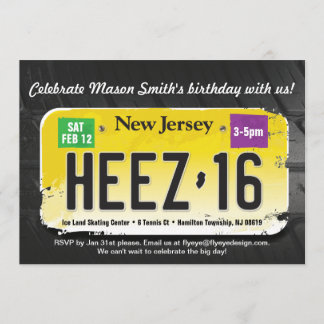 Invitation de licence pour le New Jersey 16e anniv