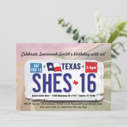 Invitation de licence Texas pour 16e anniversaire  (Debout devant)