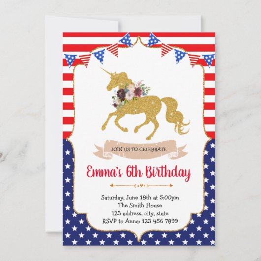invitation de licorne du 4 juillet (Devant)