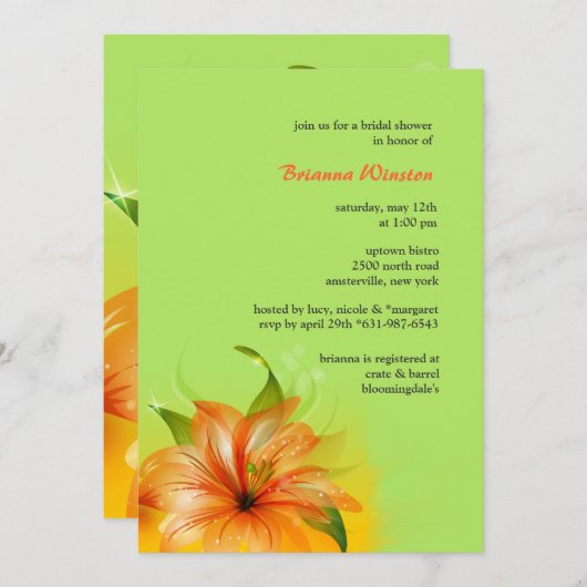 Invitation de Lily Dew (Devant / Derrière)